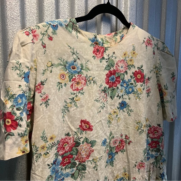 Worthington vintage floral print 100% cotton midi knee length dress size 10 - Picture 3 of 10